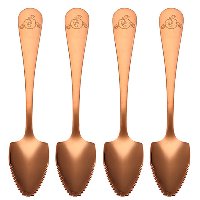 Coofit 4PCS Fruit Spoon Sawteeth Stainless Steel Spoon Flatware Spoon for Grapefruit