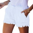 thumbnail image 3 of Women'S Summer Mid Waist Elastic Denim Shorts Stretchy Short Casual Hot Pants with Pockets White S, 3 of 7