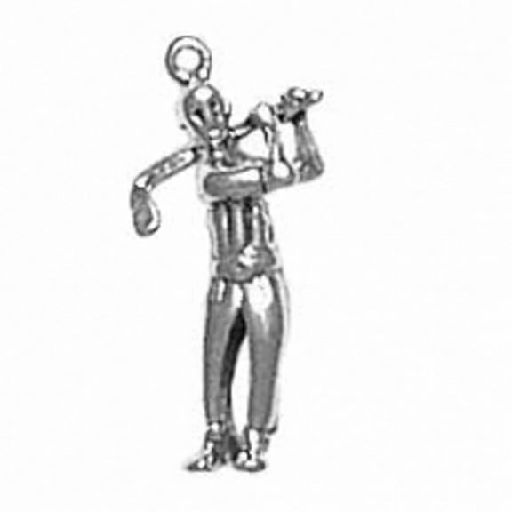 Sterling Silver 16" .8mm Box Chain 3D Man Golfer Swinging Golf Club Pendant Necklace