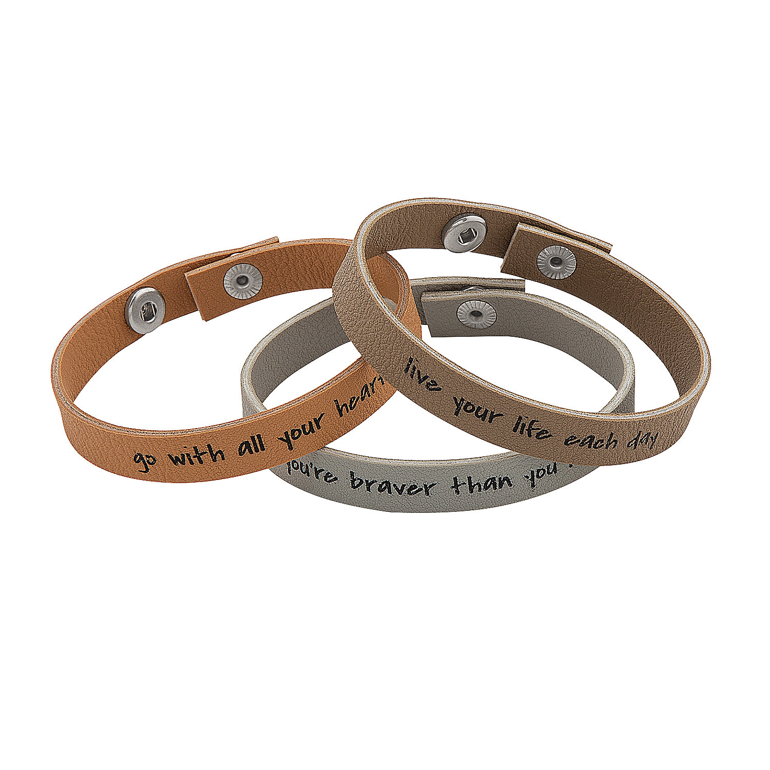 Leather Inspirational Bracelets , Jewelry, 12 Pieces