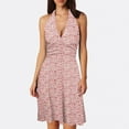 thumbnail image 2 of Women Summer Sleeveless Neck Lady Summer Dress Spring Boho Floral with Linen Dress for Women Summer Pocket Elastic Waist Ruffle Womens Dress Mini Dresses, 2 of 5