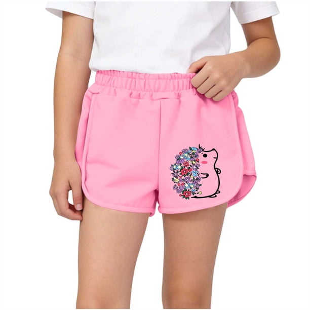Pantalones cortos con cintura elástica y estampados para niños, talla mediana, informales, de verano, de poliéster