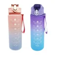 thumbnail image 1 of 900ml Sports water Bottle High Temperature Resistant Graduated Straw Cup Rainbow Frosted Progressive Color Water Cup Plastic Cup, 1 of 7