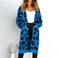 thumbnail image 2 of Fesfesfes Women Sweaters Long Sleeve Long Cardigan Leopard Printed Robe Tops Ladies Coats Blouse Tops with Pocket or, 2 of 5