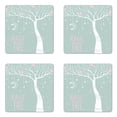 thumbnail image 1 of Magic Coaster Set of 4, Magic Plant with Stars and Moon Hanging on Branches Simplistic Illustration, Square Hardboard Gloss Coasters, Standard Size, Almond Green White, by Ambesonne, 1 of 2