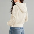 thumbnail image 6 of DeHolifer Women Waffle Jacket Cotton Knit Hoodies Zip Up Cropped Jacket Slouchy Short Jackets Casual Long Sleeve Shackets Outwear with Pockets White XL, 6 of 8