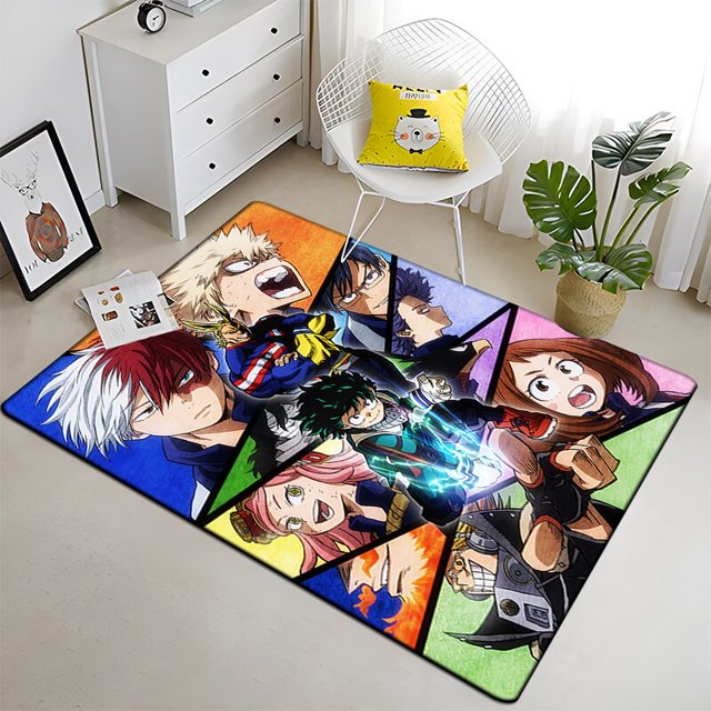 Hermosa alfombra de pintura negra Anime My Hero para sala de estar, área grande, decoración suave para el hogar, alfombra de Picnic bohemia20120x160cm (47x62 pulgadas)120x160cm (47x62 pulgadas) zhangyuxiang unisex