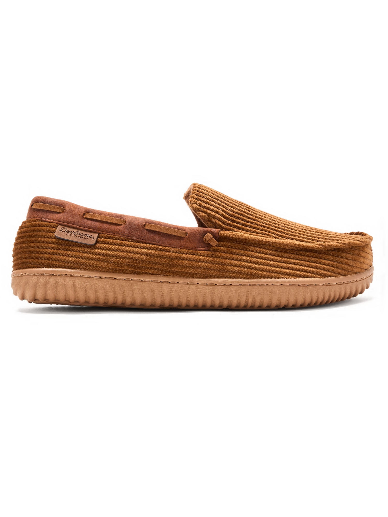 Dearfoams Cozy Comfort Men's Cord Moccasins With Lacing Slippers