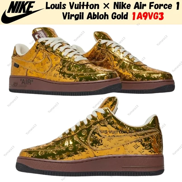 Louis Vuitton × Ni&ke Air Force 1 Virgil Abloh Gold 1A9VG3 Men's Size