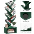 thumbnail image 3 of 8-Tier Zigzag Tree Bookshelf with Open Storage Base, Space-Saving Vertical Bookcase, Dark Green, 3 of 9
