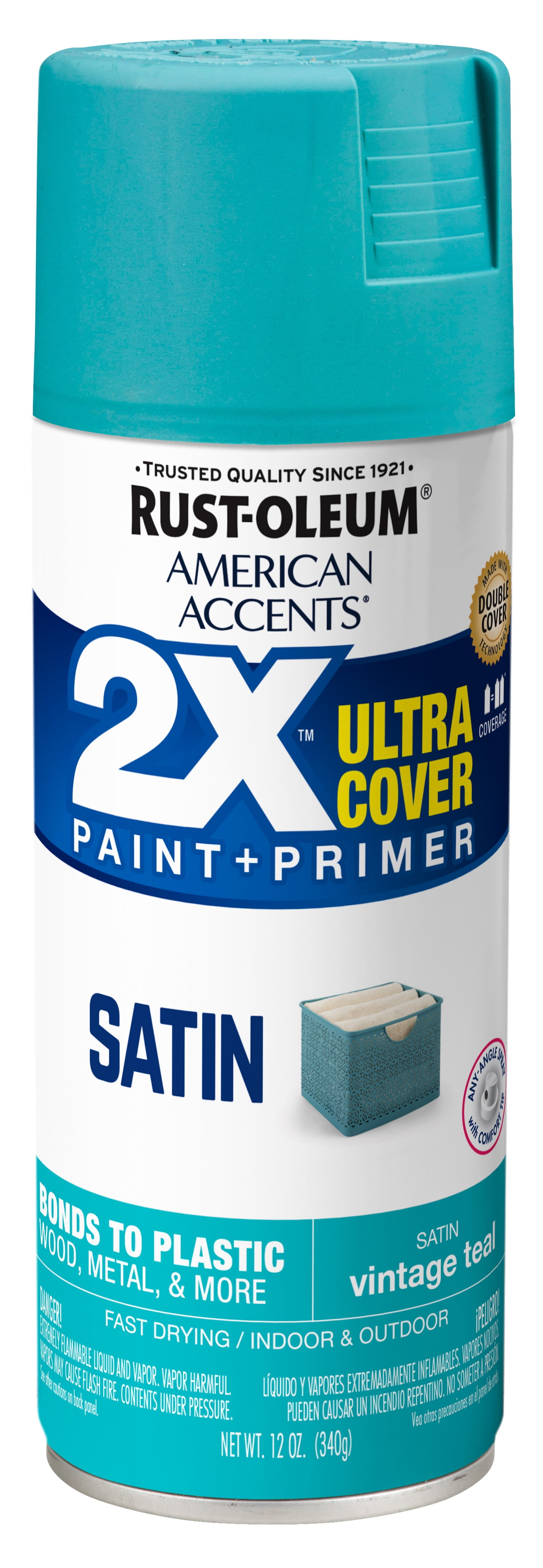 Vintage Teal American Accents 2X Ultra Cover Satin Spray Paint, 12 oz