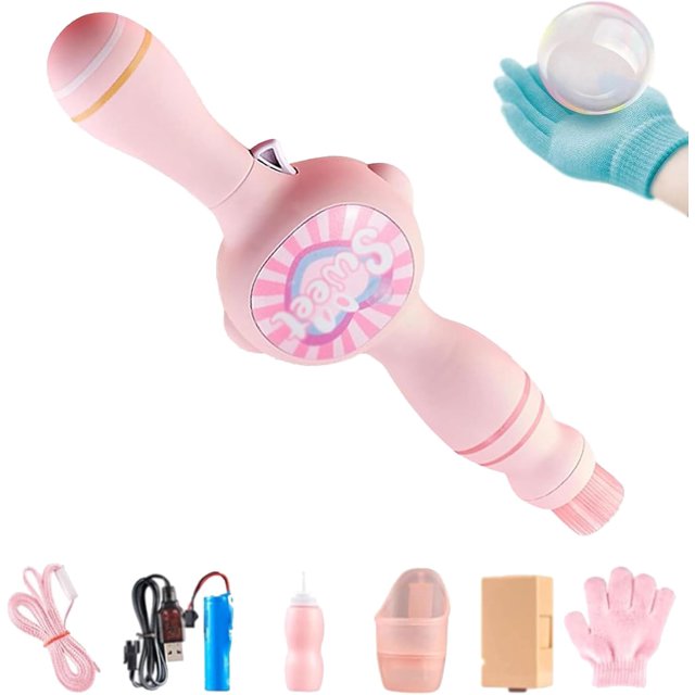 Colorful Smoke Bubble Machine, Magic Interactive Fog Bubbles Machine for Party, Magic Interactive Fog Wand with Elastic Smoke Effect, Lightweight Design (Pink,1pc)