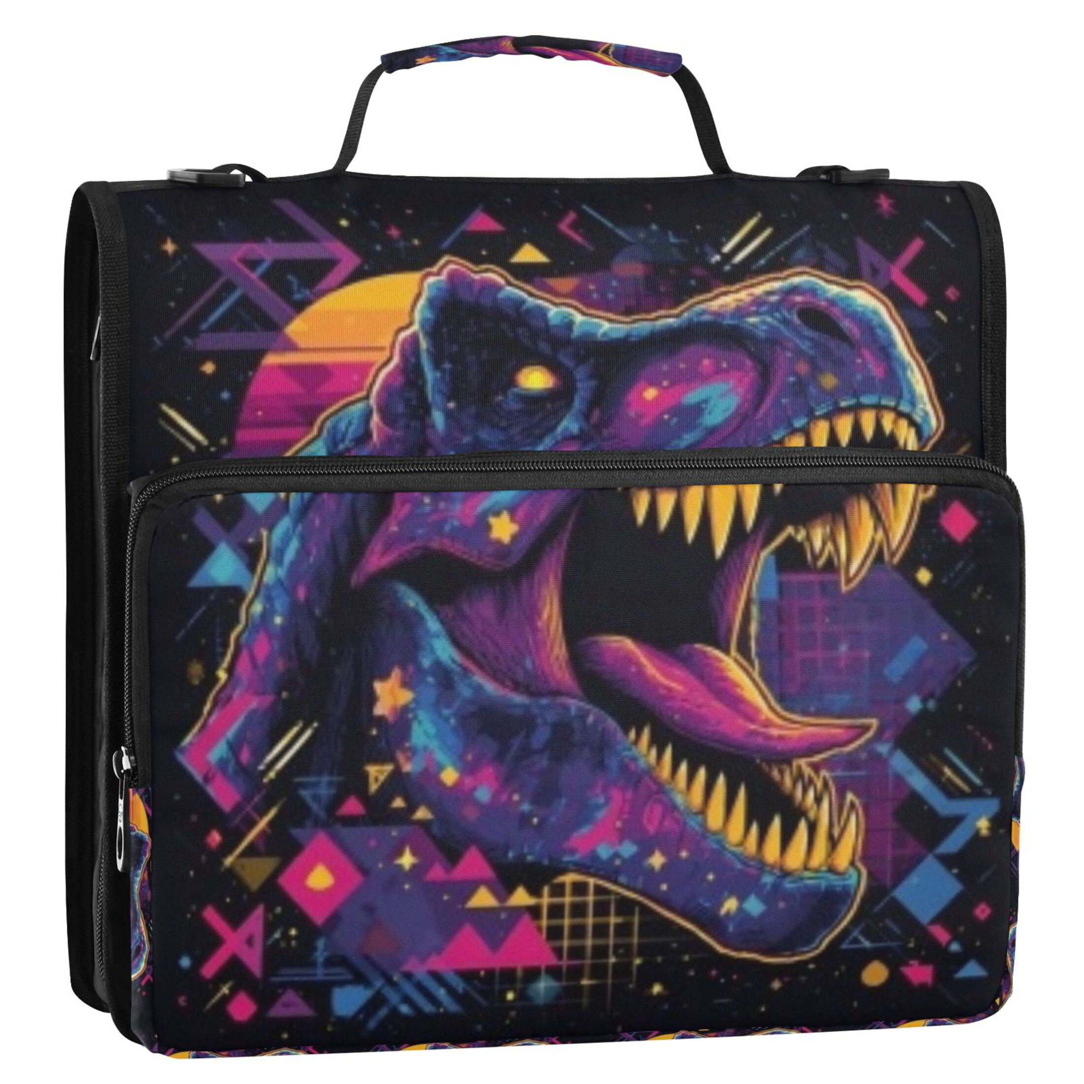 DIXRUYEE Zipper Binder trapper keeper Documents Organized Sunset Cosmic T-rex Printed