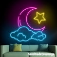 thumbnail image 3 of Handmadetneonsign Moon And Stars Neon Sign, Star Wall Art Decor, Moon Neon Sign, Bedroom Wall Decor 65009, 3 of 5