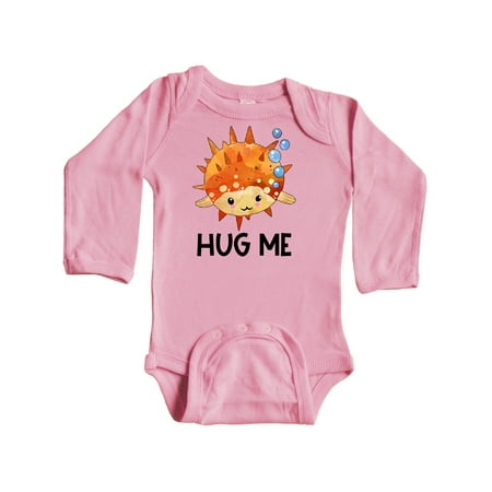 

Inktastic Hug Me Cute Pufferfish with Bubbles Gift Baby Boy or Baby Girl Long Sleeve Bodysuit