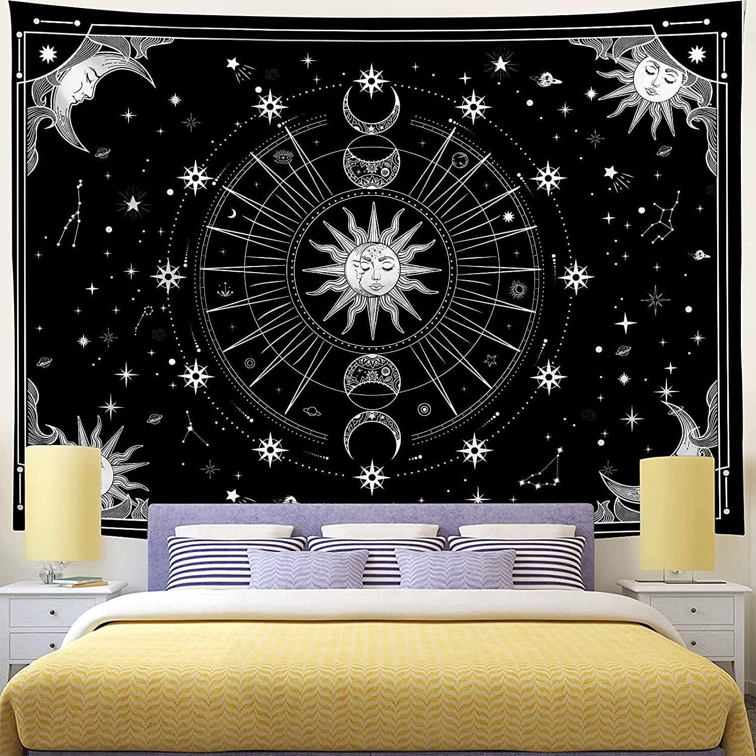 Cactus and Moon Tapestries Mystery Night Wall Hanging Tapestry Home Decoration 