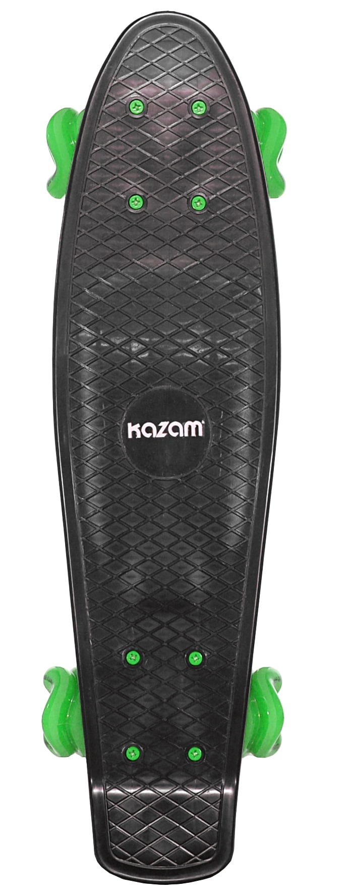 KaZAM Shark Wheel Skateboard, Black/Green