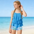 thumbnail image 2 of YEPGAR Girls Tankini Swimsuit 2 Piece Girl Board Shorts Adjustable Straps Girls' Swimwear for 5-14 Years (Sky Blue, 5-6 Years), 2 of 4
