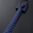 thumbnail image 3 of Corbata de vestir de negocios para hombre con cremallera para novio, corbata de rayas azules y negras para boda, 3 of 4