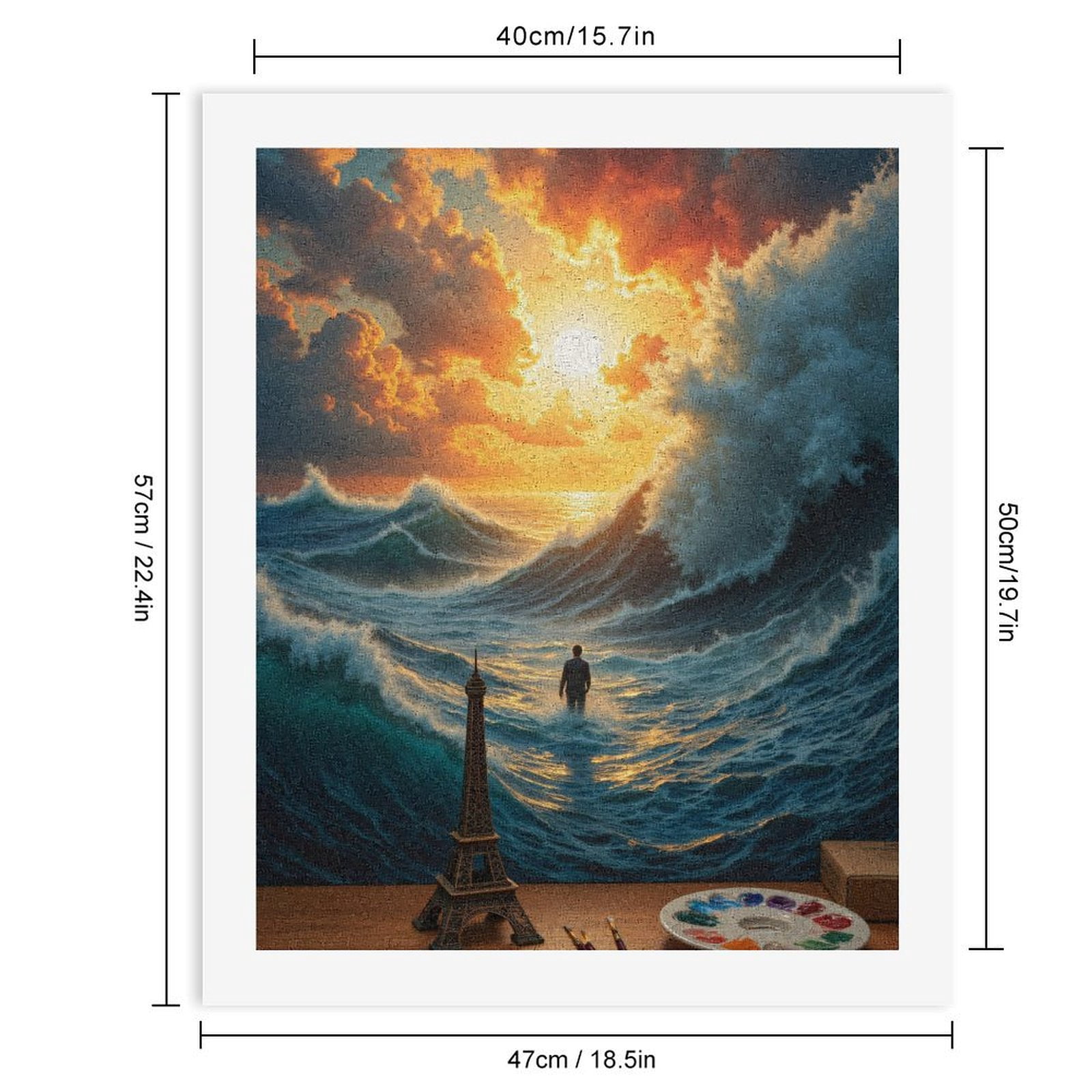 Paint By Numbers Kit for Adults Beginner - Ocean Sunset Waves Art Scene DIY Canvas Painting Kits for Adults, Frameless Paint By Number for Adults for Home Wall Decor 16x20 Inch