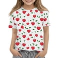 thumbnail image 7 of Ugoldhm Girls Short Sleeve Tops Lightweight Tees Casual Cute Print Crew Neck Summer T-Shirts Kids Clothing Size 3-14, 7 of 7