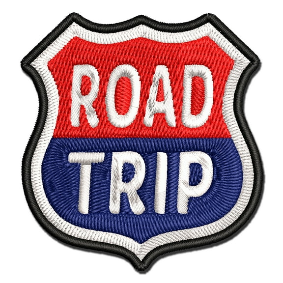 Road Trip Route Sign Travel Applique Multi-Color Embroidered Iron-On Patch - 2.5 Inch Small