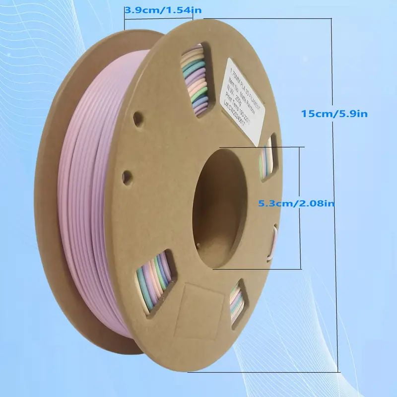 Matte Rainbow PLA 3D Printer Filament 1.75mm, Purple Pink Green Blue Gradient 3D Printing Consumables, 250g (0.55lbs)