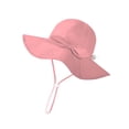 thumbnail image 2 of BRGZLK Toddler Baby Girl Sun Hat Summer Solid Color Cute Bowknot UPF 50+ Sun Protection Wide Brim Adjustable Foldable Beach Hats Watermelon Red 2-7T, 2 of 3