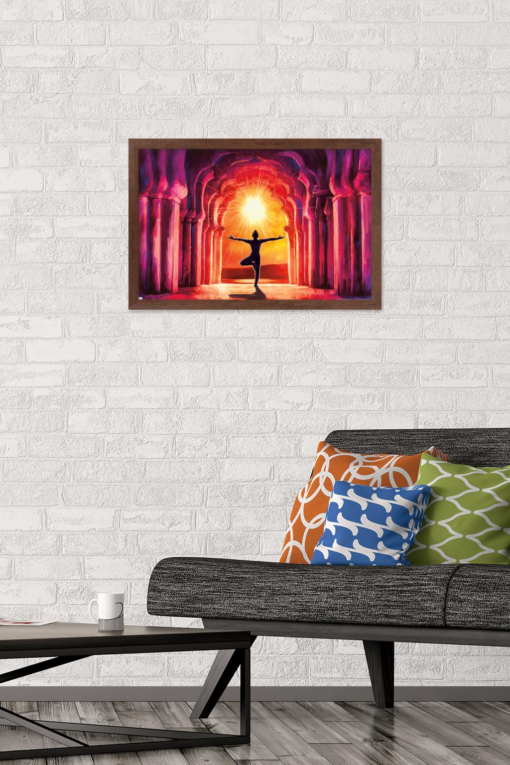PD Moreno - Fine Art - Yoga Morning Sun Wall Poster, 14.725" x 22.375" Framed