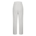 thumbnail image 5 of Olyvenn Women's Drawstring Waist Contrast Lace Loose Straight Leg Pants with Pocket Classy Striped Side Pocket Pants White XL, 5 of 7