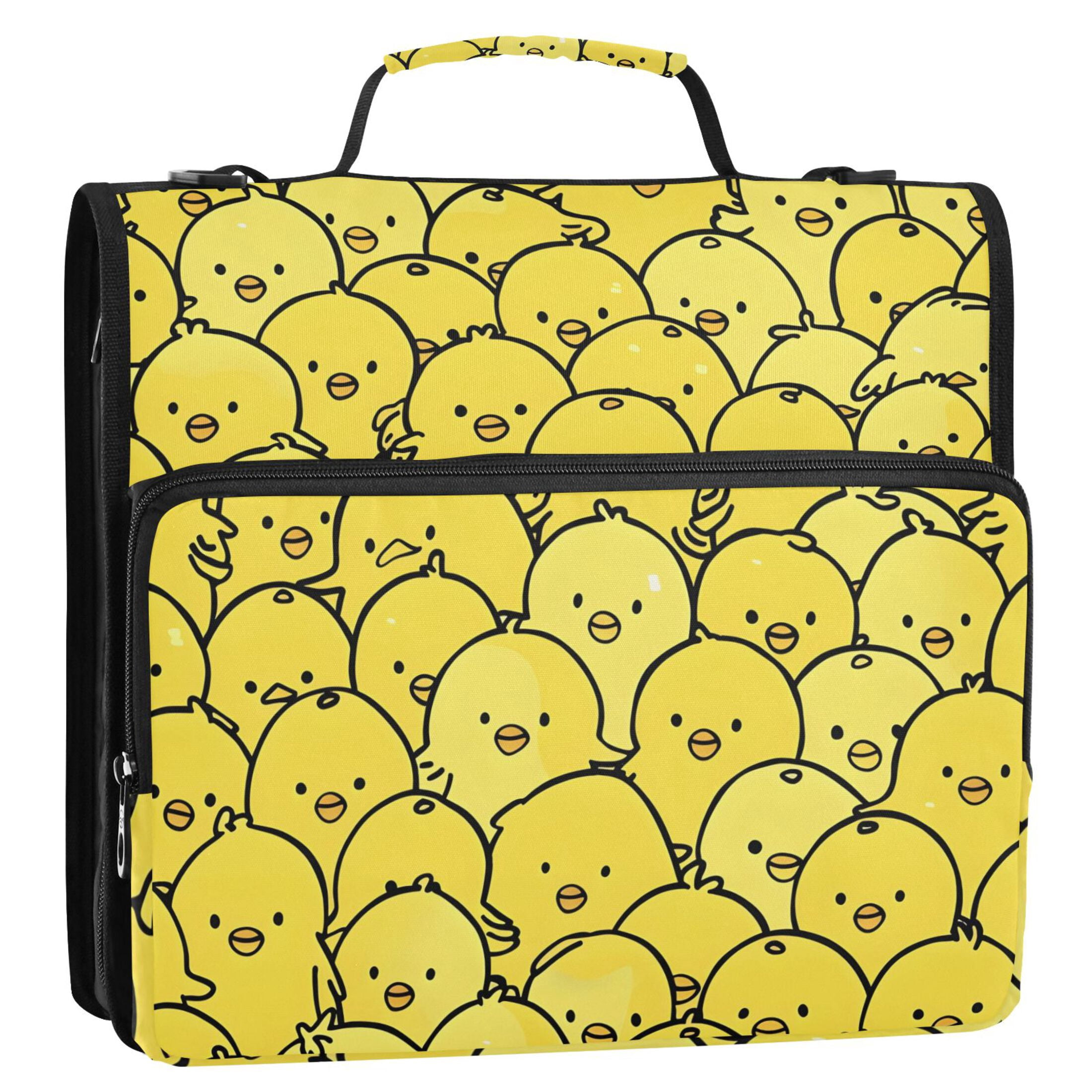 ALAZA Zipper Binder Chickens Yellow 3 Ring Trapper Keeper File Folder Organizer Bag