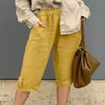 thumbnail image 7 of ABATAB Bermuda Shorts for Women Thin Cotton Linen Elastic Waist Shorts Breathable Soft Summer Pockets Shorts for Beach, 7 of 7