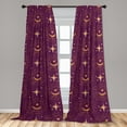 thumbnail image 4 of Ambesonne Bohemian Curtains, Moon Star Circle Celestial, Pair of 28"x95", Dark Magenta and Apricot, 4 of 5