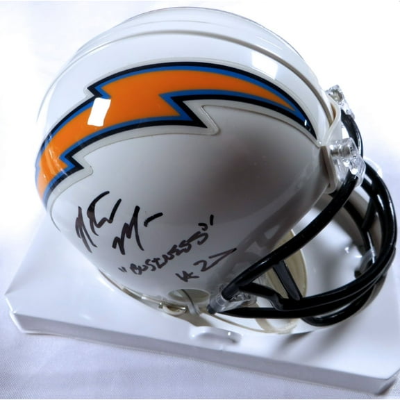 Natrone Means Signed Autographed Mini Helmet Chargers "Business" JSA AS4161