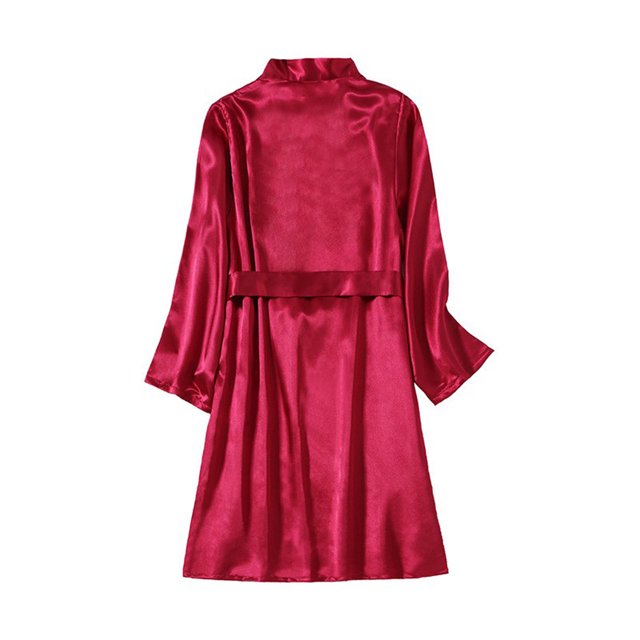 Jgppe Women's Robe Ice Silk Comfy Breathable Bathrobe Solid Color Sleepwear Soft Nightgown