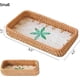 thumbnail image 2 of Small Rectangular Rattan Woven Tray Basket with Mother of Pearl, Boho Wicker Coffee Table Decorative Tray, Handmade Display Basket Tray, (Contains onl, 2 of 5
