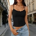 thumbnail image 2 of HAYIMI Women Spaghetti Strap Built In Bra Camisole With Lace Trim Shelved Cups Double Layer Adjustable Straps Everyday Layering Tank Tops Summer Round Neck Solid Color Sleeveless Boho Vests, 2 of 4