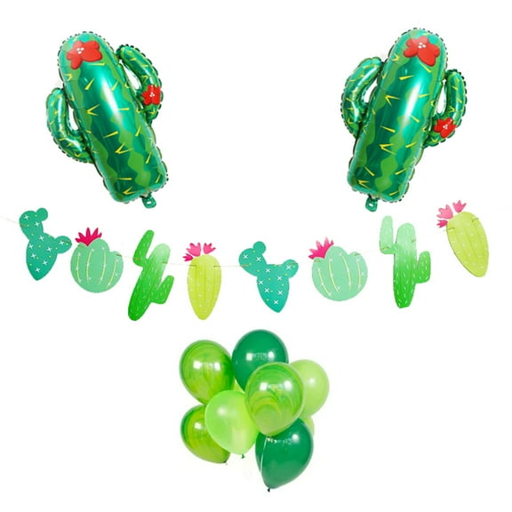 Toddmomy 12Pcs Cactus Party Decoration Foil Balloons Round Latex Balloon Garland Strip Birthday Theme