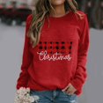 thumbnail image 2 of Gibobby Sudaderas para mujer Sudadera de cuello redondo con estampado navideño para mujer, suéter ajustado, camisetas casuales de manga larga(Rojo,G), 2 of 4
