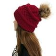 thumbnail image 3 of Honeeladyy Womens Winter Knitted Beanie Hat With Faux Pom Warm Knit Skull Cap Beanie For Women Plush Hat Holiday Clearance, 3 of 3