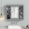 thumbnail image 2 of Euroco Wall-Mounted Bathroom Mirror Cabinet with Hidden Storage, 3-Door Design, Privacy Center Compartment, Modern Pattern, Easy Assembly, 2 of 9