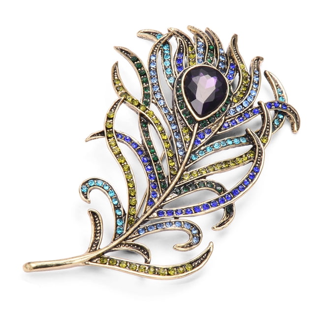 Qarigey Broche de plumas, alfileres de diamantes de imitación de cristal, ropa de boda para fiesta, abrigo, bufanda, accesorios de joyería para mujeres Ropa, zapatos y accesorios Miscelánea Qarigey AP011298-00