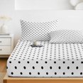 thumbnail image 6 of King Size Fitted Sheet Set - Black Polka Dot 3 Piece Bedding Sets 16" Deep Pocket Fitted Sheet with 2 Pillowcases, Modern Simple Geometric Circle Brushed Microfiber Hotel Luxury Bed Sheets, 6 of 9