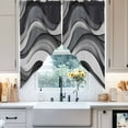 thumbnail image 4 of Black Gray Swag Curtain Valance for Windows, Gradient Ocean Wave Modern Abstract Geometric Window Treatments Short Swag Topper for Kitchen Windows Bathroom Bedroom, 28"x36", 4 of 8