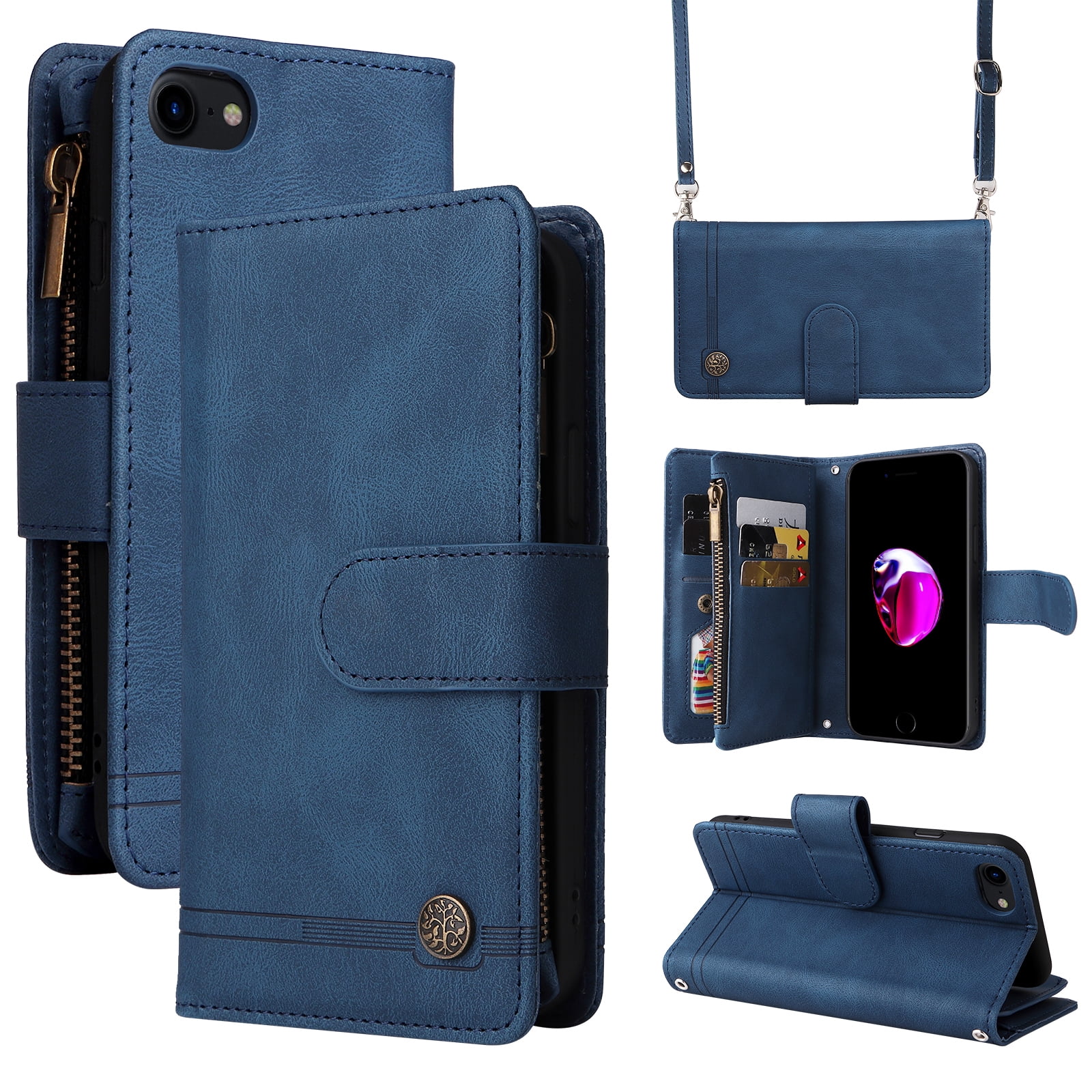 DEFBSC Case For IPhone XR, Premium PU Leather Geometric Marble Pattern Wallet Case With Detachable Wrist Strap, Magnetic Closure Card Slots Shockproof Marble Flip Cover Case - Black