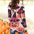thumbnail image 7 of Women Halloween Open Front Cardigan Long Sleeve Pink Pumpkin Witch Hat Print Loose Fall Casual Outerwear, 7 of 7