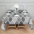thumbnail image 3 of Black and White Geometric Quatrefoil Pattern Square Tablecloth,Waterproof Square Table Cover,Wipeable Spillproof Washable Table Cover for Home Kitchen Party Decor 42"X42"(107x107cm), 3 of 6
