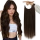 thumbnail image 1 of Extensiones de cabello de alambre invisible Fshine, 16 pulgadas, 80 G, extensiones de cabello humano de alambre marrón oscuro, postizo en capas con clip de línea de pescado ajustable en cabello real R, 1 of 1