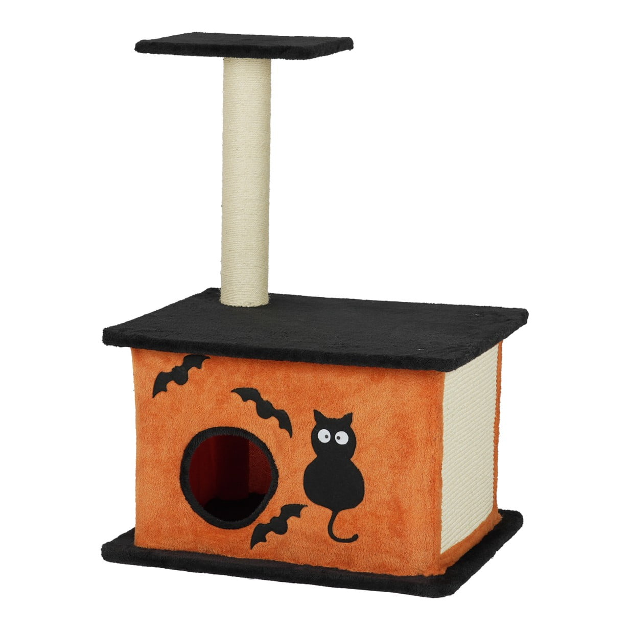 Tcbosik 33.1in Cat Tree with Condo, Sisal Scratching Post & Extra Wide Base, Themed Cat Furniture for Indoor Cats, Black and Orange