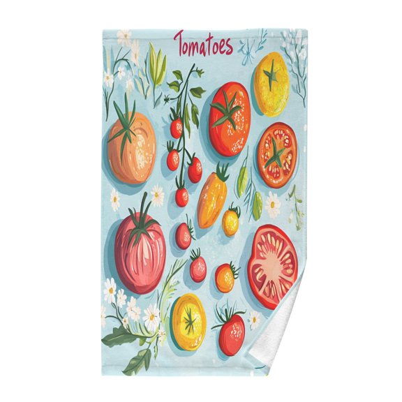 Yayeee 100% Cotton Hand Towels for Bathroom 16" x 28" Soft Absorbent Kitchen Towel, Yellow Tomatoes